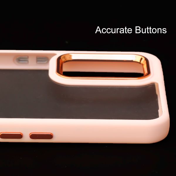 Peach Metal Safe Transparent Case for Oneplus 8T