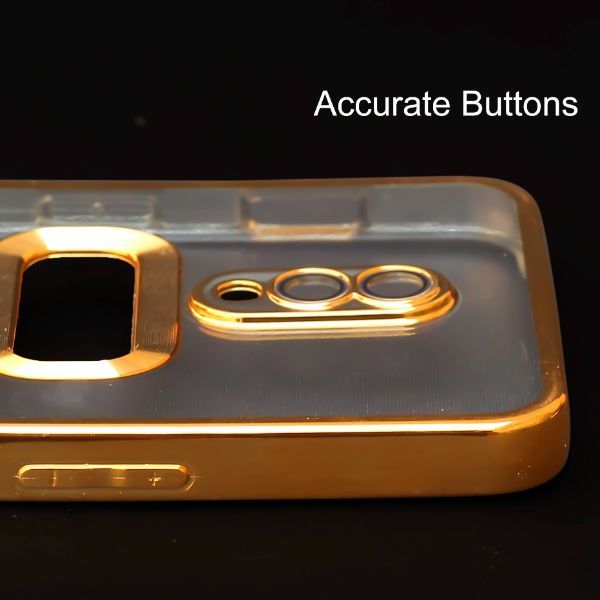 Gold 6D Chrome Logo Cut Transparent Case for Oneplus 6T