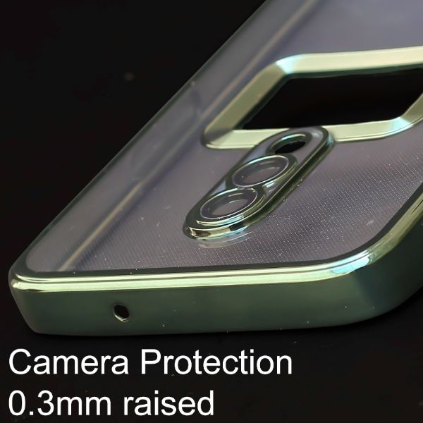 Green 6D Chrome Logo Cut Transparent Case for Oneplus 7