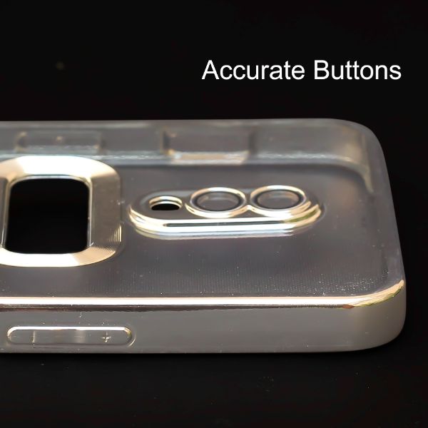 Silver 6D Chrome Logo Cut Transparent Case for Oneplus 7