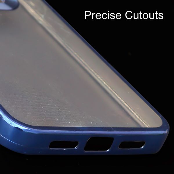 Blue 6D Chrome Logo Cut Transparent Case for Oneplus 7