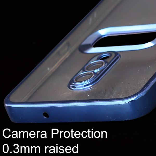 Blue 6D Chrome Logo Cut Transparent Case for Oneplus 7
