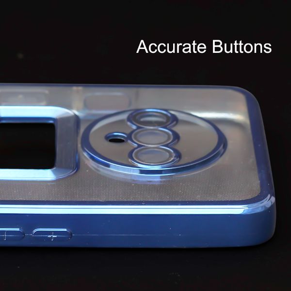 Blue 6D Chrome Logo Cut Transparent Case for Oneplus 7T