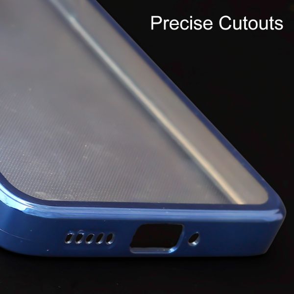 Blue 6D Chrome Logo Cut Transparent Case for Oneplus 7T