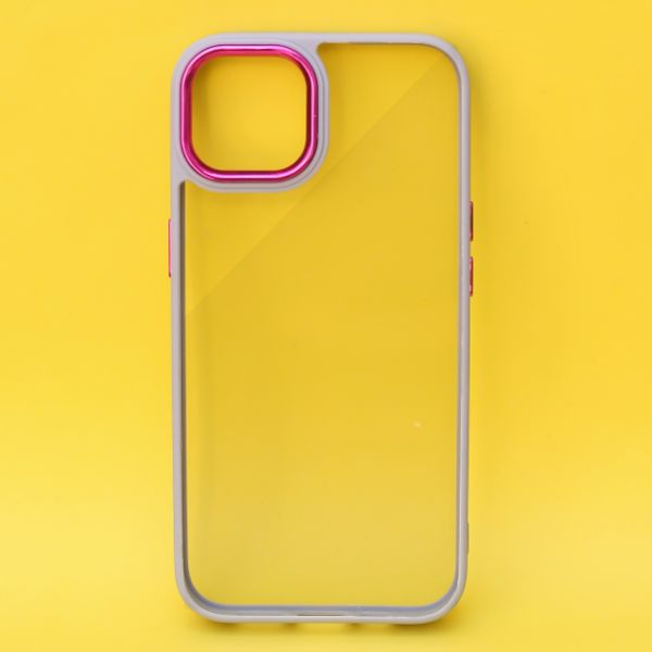 Purple Metal Safe Transparent Case for Apple iphone 15 Pro Max
