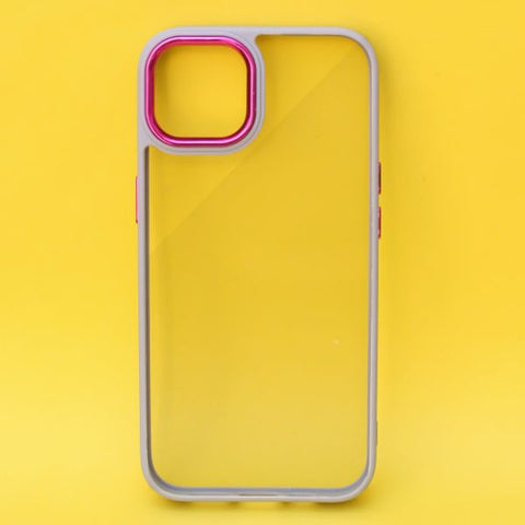 Purple Metal Safe Transparent Case for Apple iphone 14 Plus