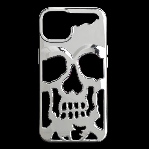 Silver Hollow Skull Design Silicone case for Apple iphone 13