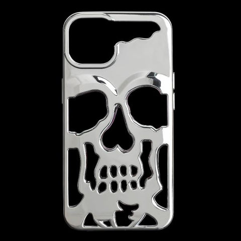 Silver Hollow Skull Design Silicone case for Apple iphone 15 Plus