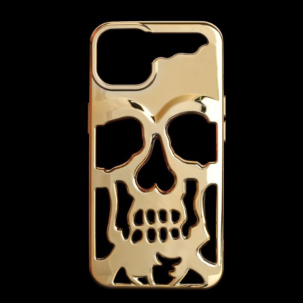 Golden Hollow Skull Design Silicone case for Apple iphone 15 Pro Max