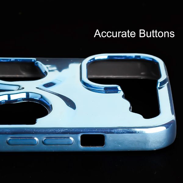 Blue Hollow Skull Design Silicone case for Apple iphone 15 Plus