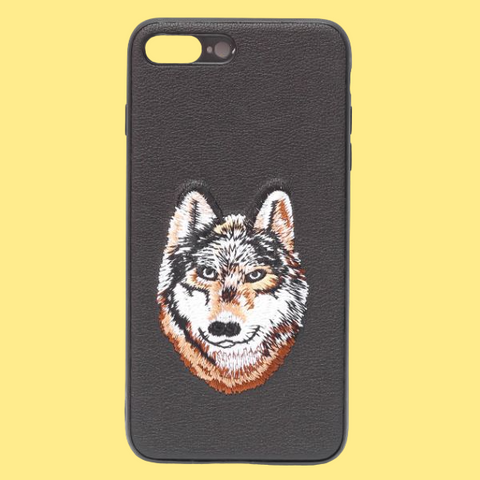Black Leather Brown Fox Ornamented for Apple iPhone 8 Plus