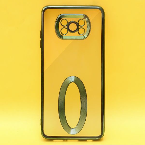 Green 6D Chrome Logo Cut Transparent Case for Poco X3