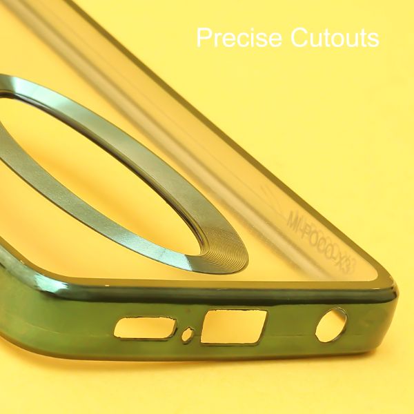 Green 6D Chrome Logo Cut Transparent Case for Poco X3