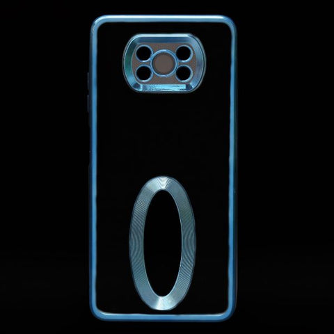 Blue 6D Chrome Logo Cut Transparent Case for Poco X3