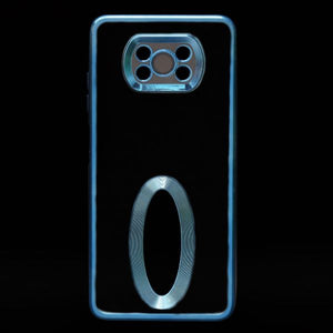 Blue 6D Chrome Logo Cut Transparent Case for Poco X3 Pro