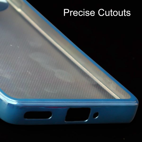 Blue 6D Chrome Logo Cut Transparent Case for Oneplus 8