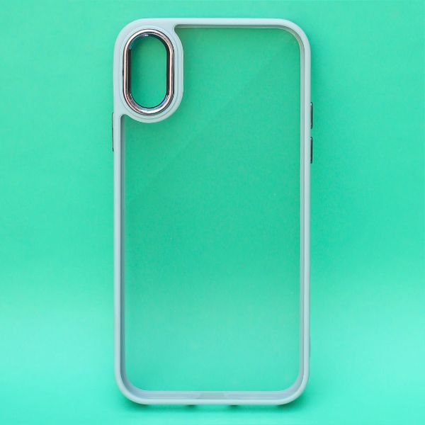 Lavender Blue Metal Safe Transparent Case for Apple iphone Xs Max