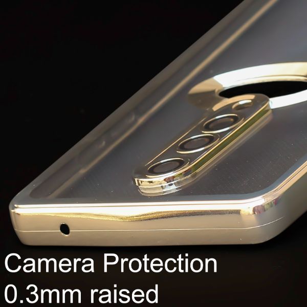 Silver 6D Chrome Logo Cut Transparent Case for Oneplus 8
