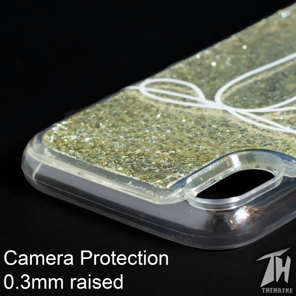 Golden White bow glitter silicone case for Apple Iphone Xr