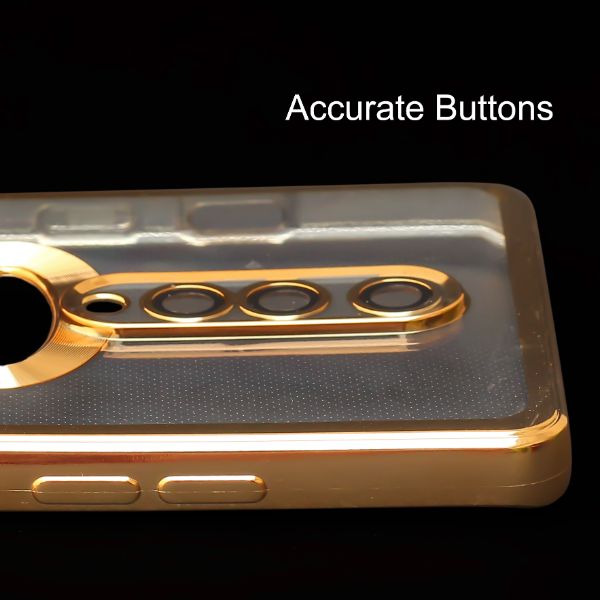 Gold 6D Chrome Logo Cut Transparent Case for Oneplus 7 Pro