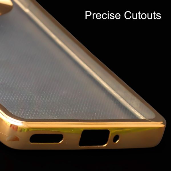 Gold 6D Chrome Logo Cut Transparent Case for Oneplus 7 Pro