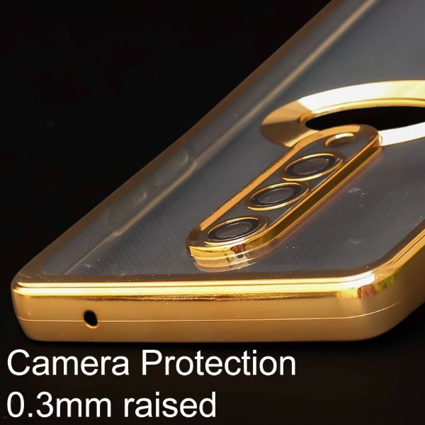 Gold 6D Chrome Logo Cut Transparent Case for Oneplus 7 Pro