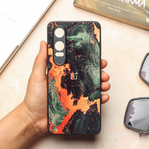 Green Golden elegance marble metal back case for OnePlus Nord CE 4 Lite