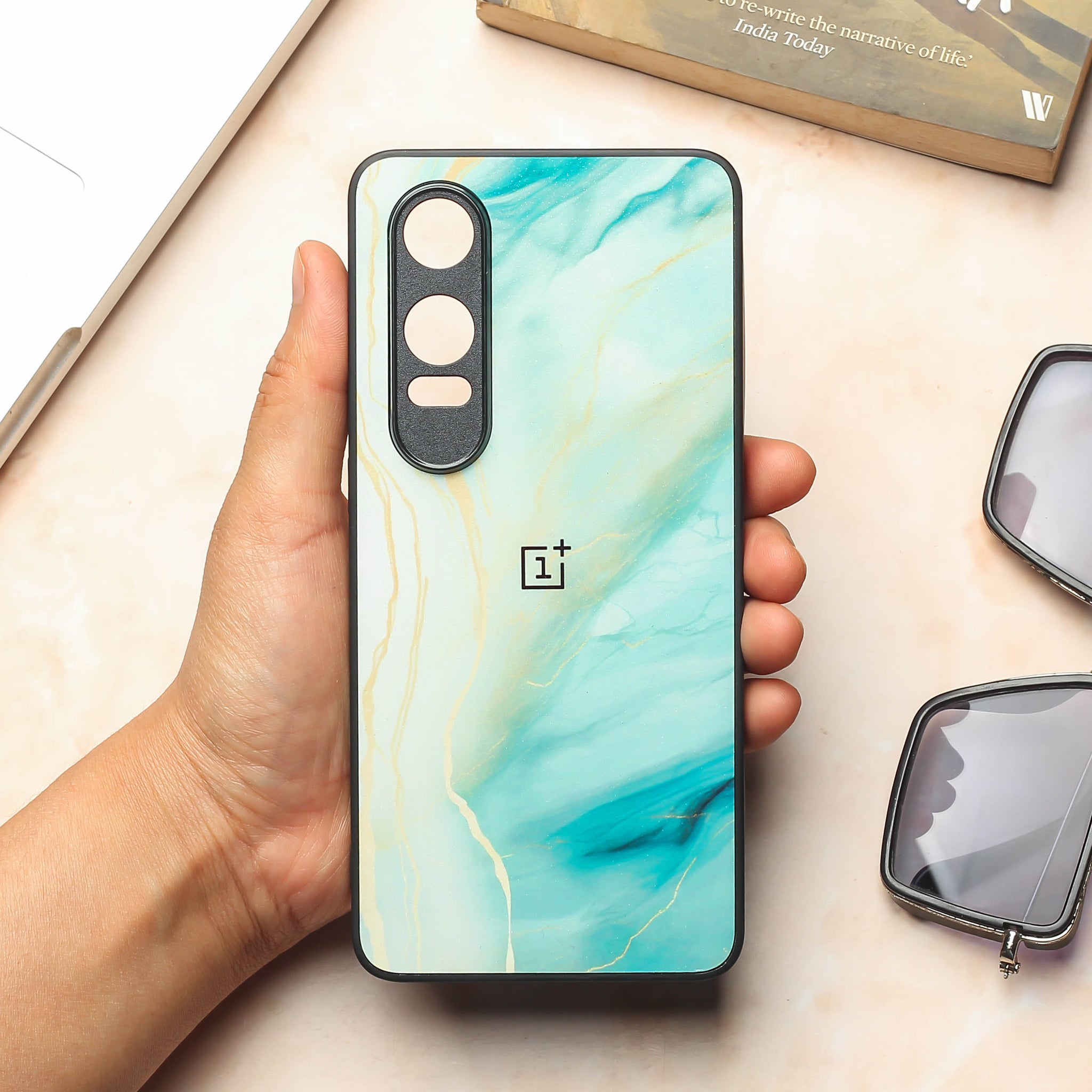 Green Luxe Marble metal back case for OnePlus Nord CE 4 Lite