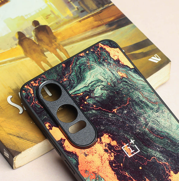 Green Golden elegance marble metal back case for OnePlus Nord CE 4 Lite