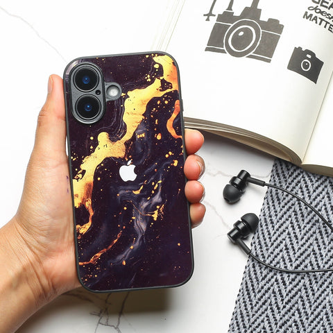 Black Gold Blaze metal back case for Apple Iphone 17