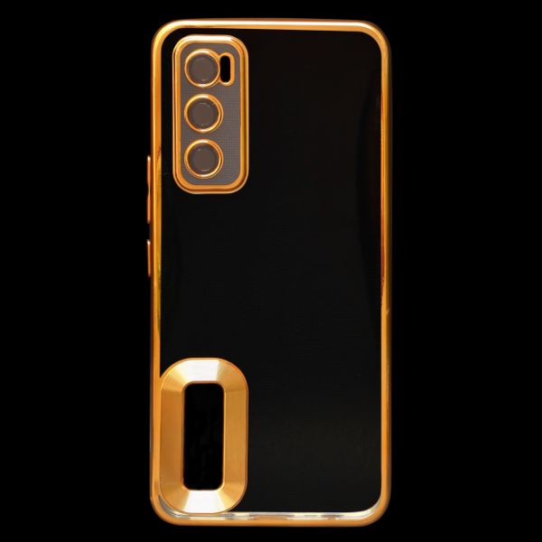 Gold 6D Chrome Logo Cut Transparent Case for Vivo V20 SE