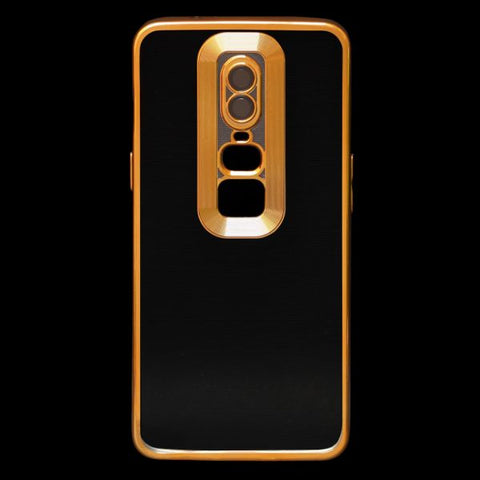 Gold 6D Chrome Logo Cut Transparent Case for Oneplus 6