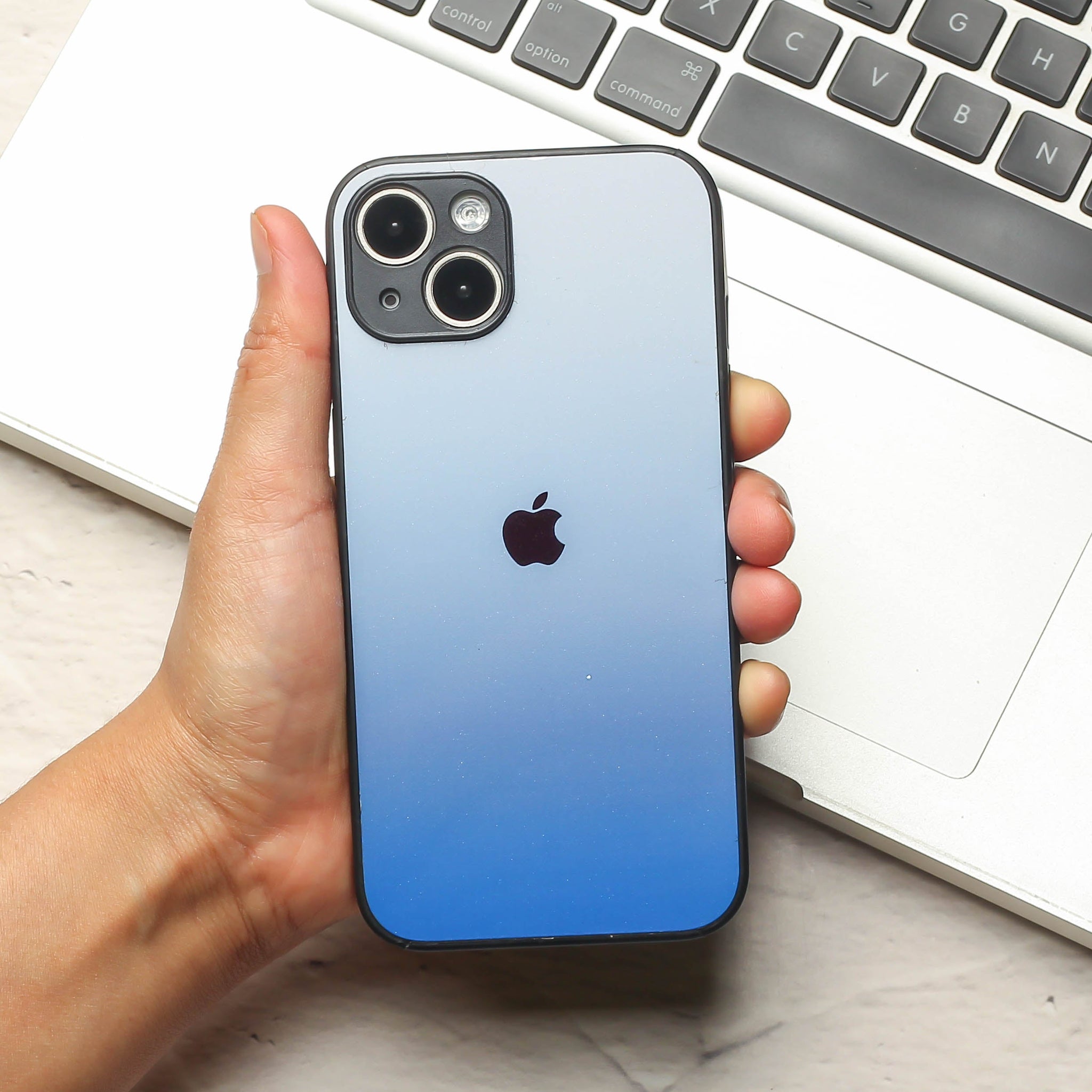 Blue Gradient metal back case for Apple Iphone 15