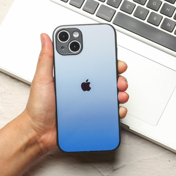 Blue Gradient metal back case for Apple Iphone 15