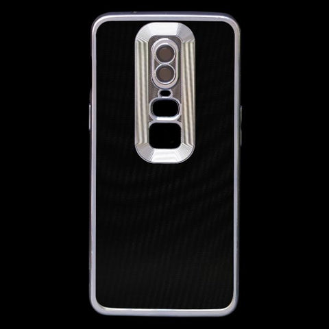 Silver 6D Chrome Logo Cut Transparent Case for Oneplus 6