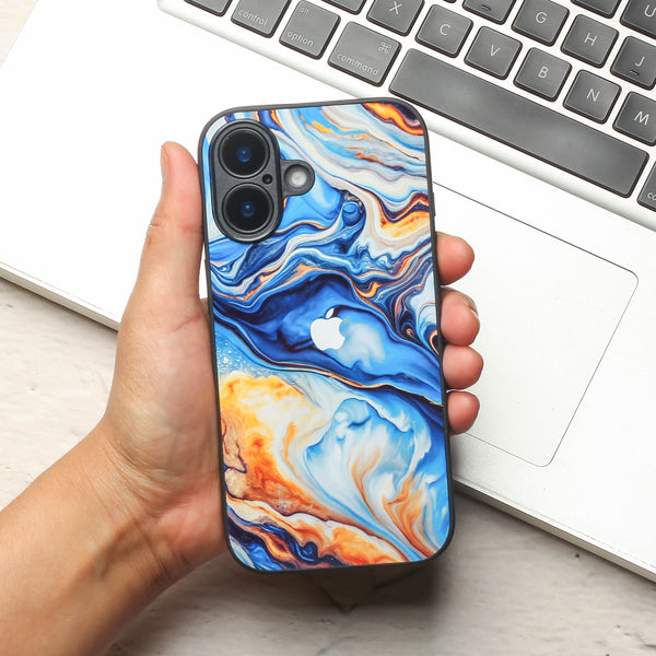 Blue Opulent metal back case for Apple Iphone 16
