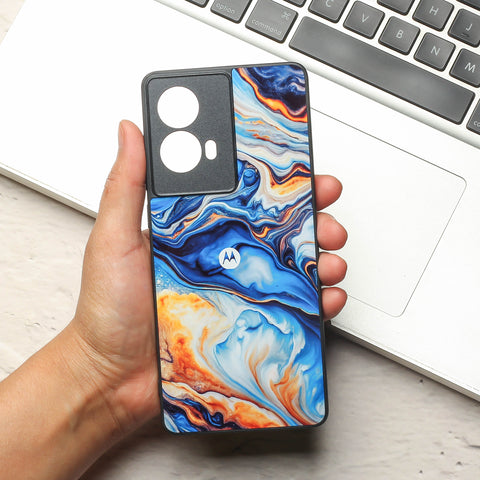 Blue Opulent metal back case for Moto Edge 50 Fusion