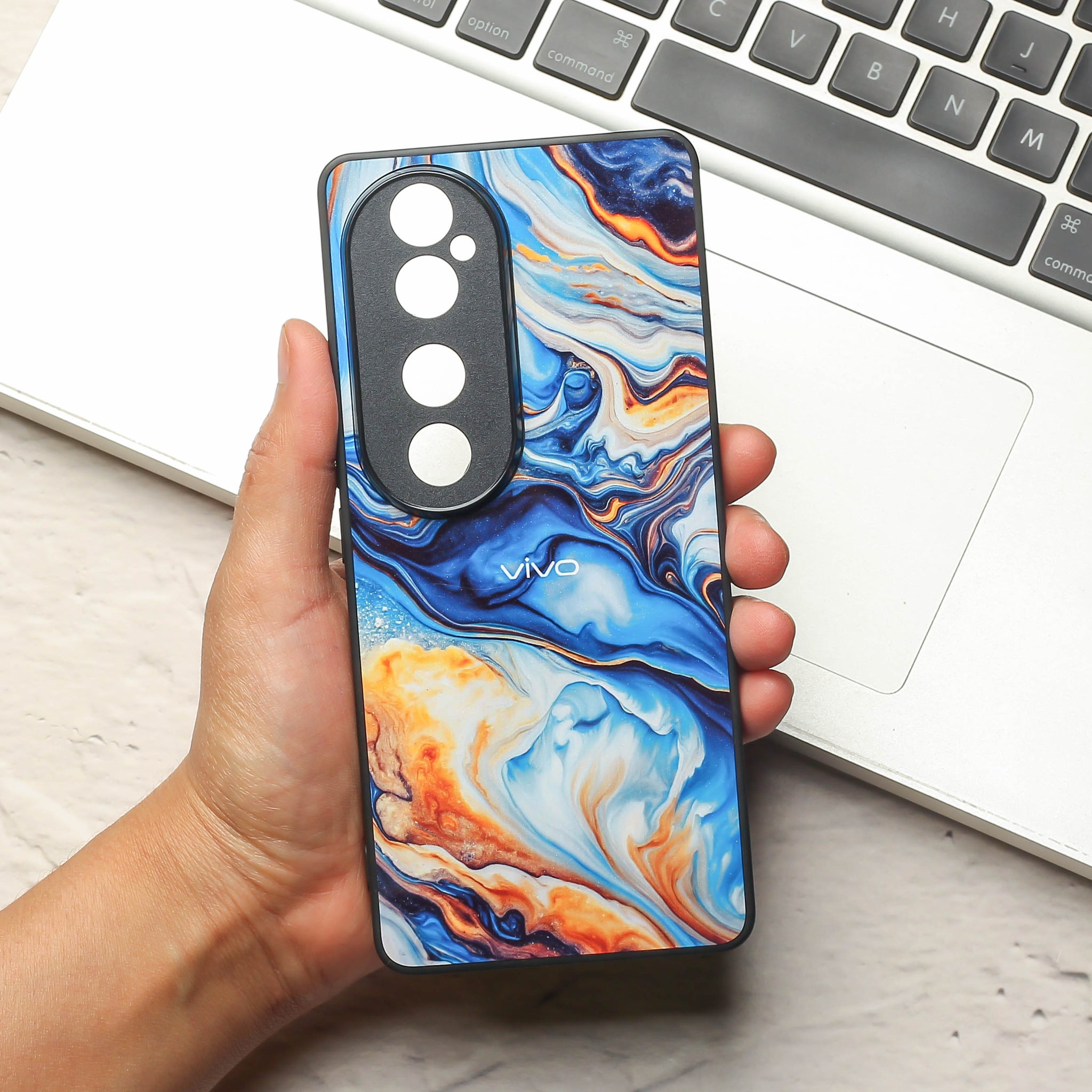 Blue Opulent metal back case for Vivo V40