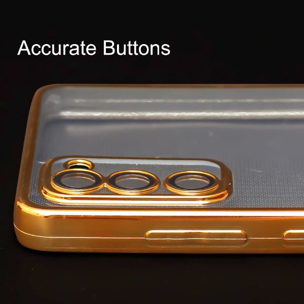 Gold 6D Chrome Logo Cut Transparent Case for Samsung S20 FE