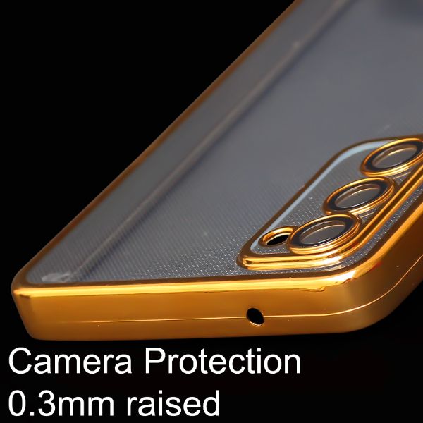 Gold 6D Chrome Logo Cut Transparent Case for Samsung S20 FE
