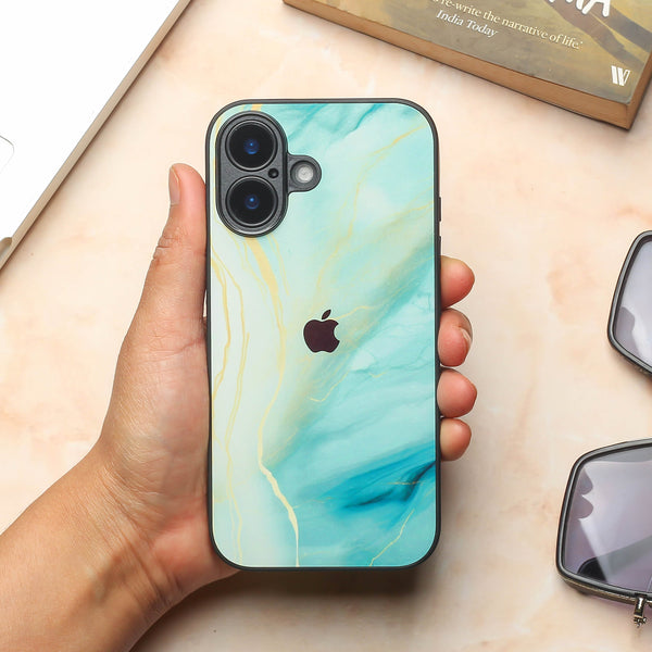 Green Luxe Marble metal back case for Apple Iphone 17