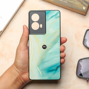 Green Luxe Marble metal back case for Moto Edge 50 Fusion
