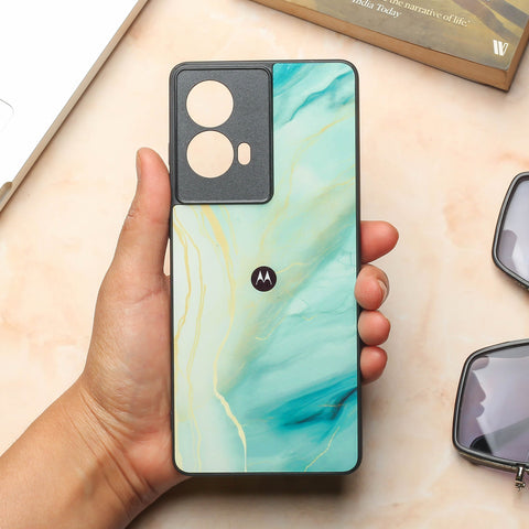 Green Luxe Marble metal back case for Moto Edge 50 Fusion