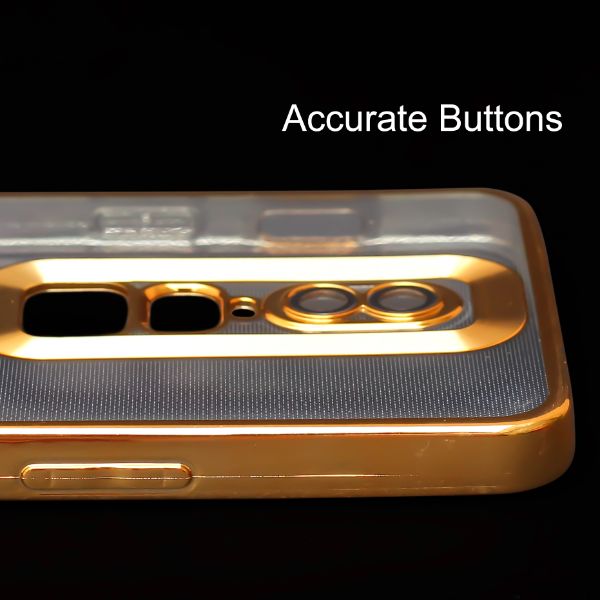 Gold 6D Chrome Logo Cut Transparent Case for Oneplus 6