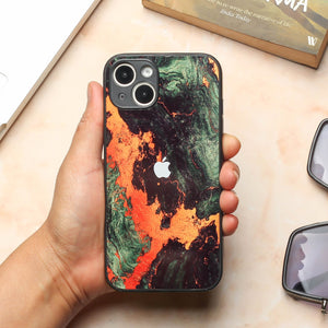 Green Golden elegance marble metal back case for Apple Iphone 14 Plus