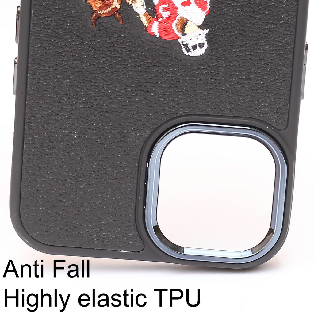 Black Leather Horse rider Metal ring Ornamented for Apple iPhone 14 Pl –  The Hatke