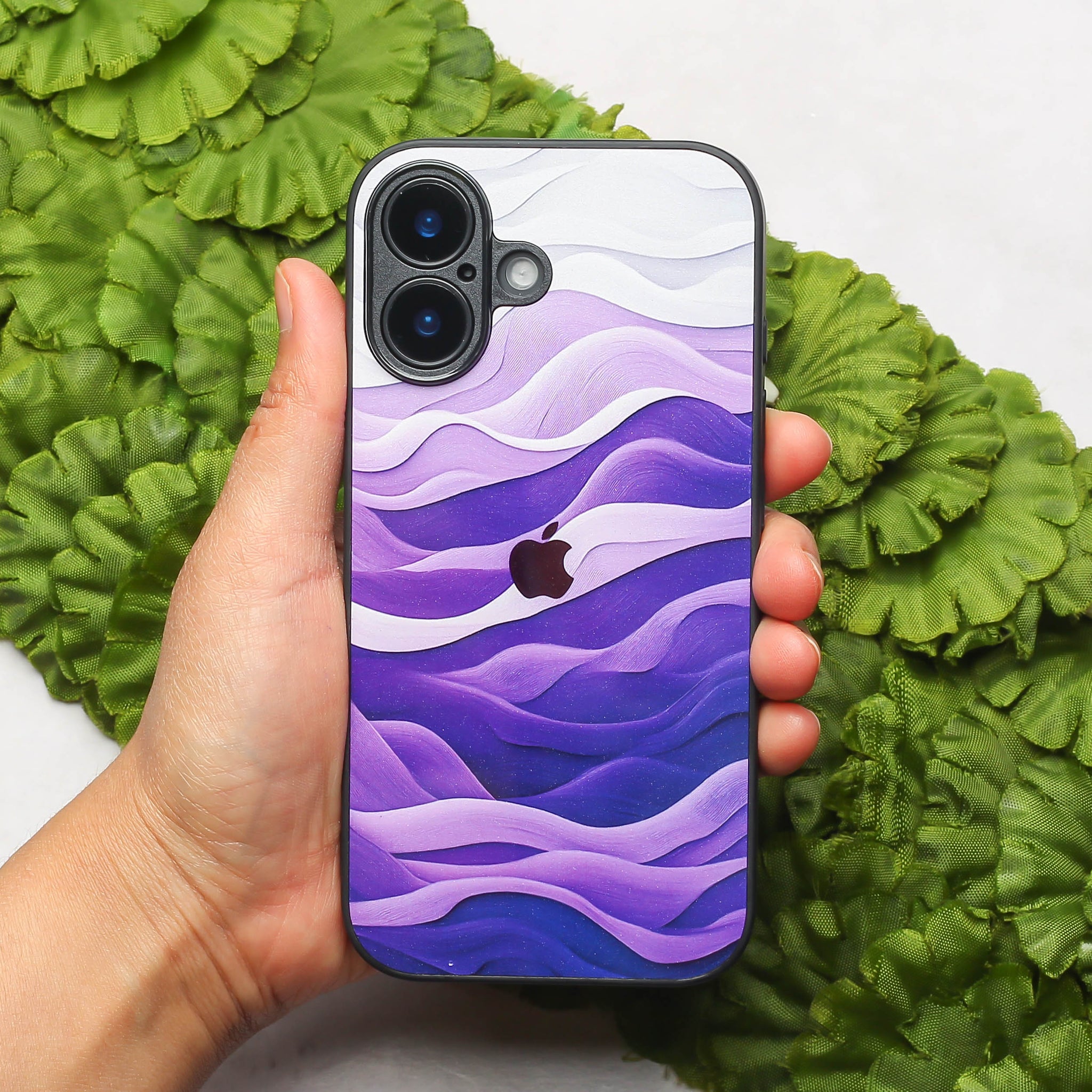 Purple Crest metal back case for Apple Iphone 16