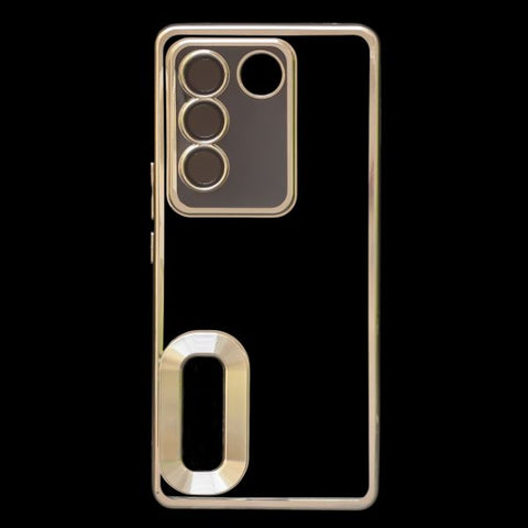 Silver 6D Chrome Logo Cut Transparent Case for Vivo V27 5G