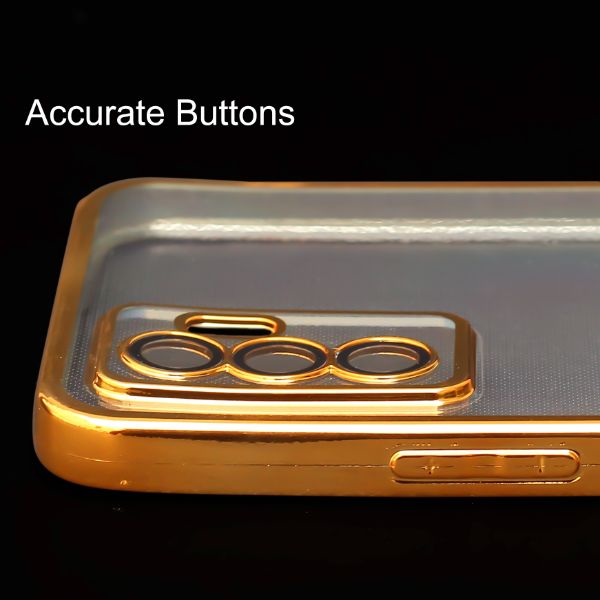 Gold 6D Chrome Logo Cut Transparent Case for Vivo V23E