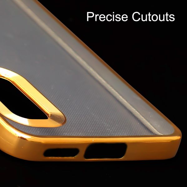 Gold 6D Chrome Logo Cut Transparent Case for Vivo V23E